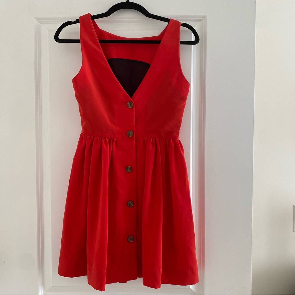 American Apparel Red Button Back Mini Dress with Square Neck
